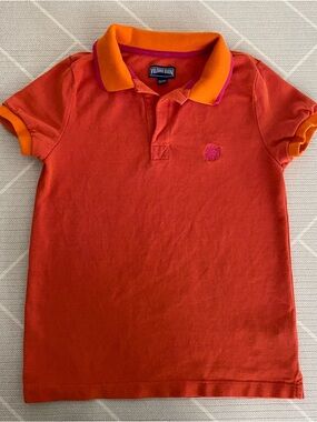 Vilebrequin Orange Polo Shirt with Pink Logo Girl’s Size 10